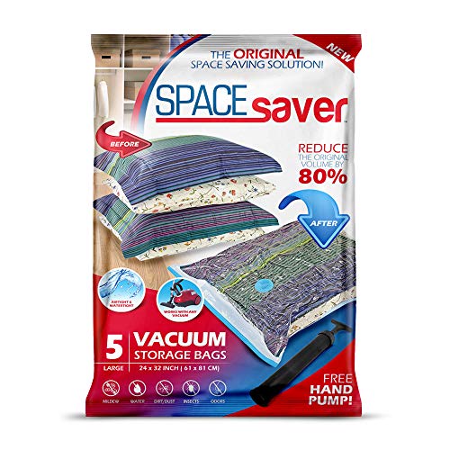 SpaceSaver Vakuum-Aufbewahrungsbeutel mit Handpumpe, groß, 5er-Pack  